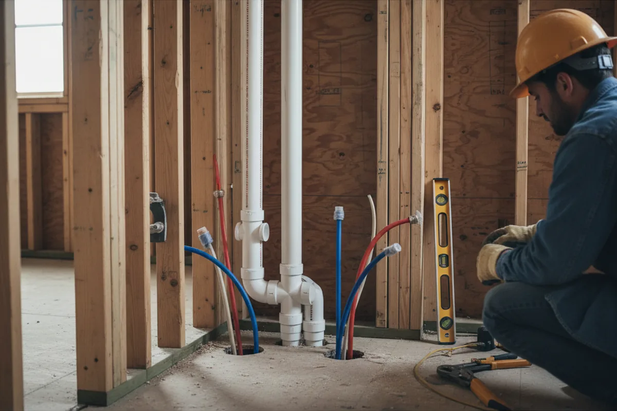 Drain and supply rough-in during Drain Cleaning in Glenford