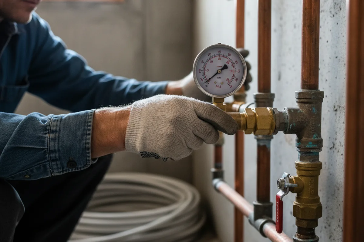 Pressure testing a repaired line during Water Line Repair in Glenford